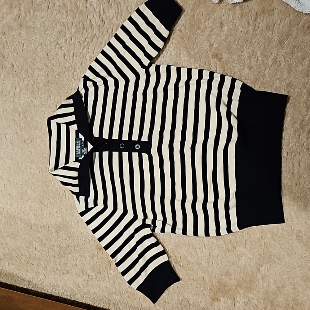 RALPH LAUREN SILK NYLON STRIPE TOP  SIZE M
